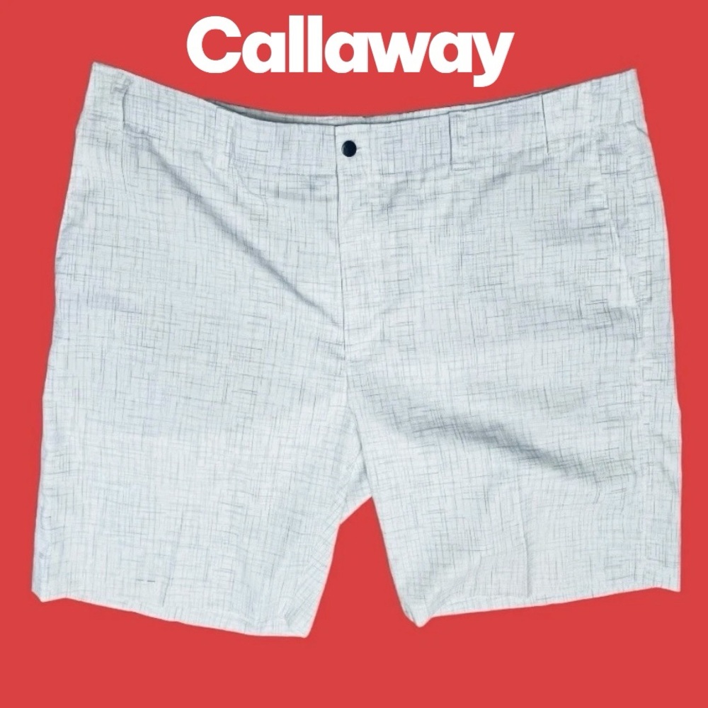 Callaway Golf Shorts  Active Elastic Waist White Geo Print Men’s Sz 42x10